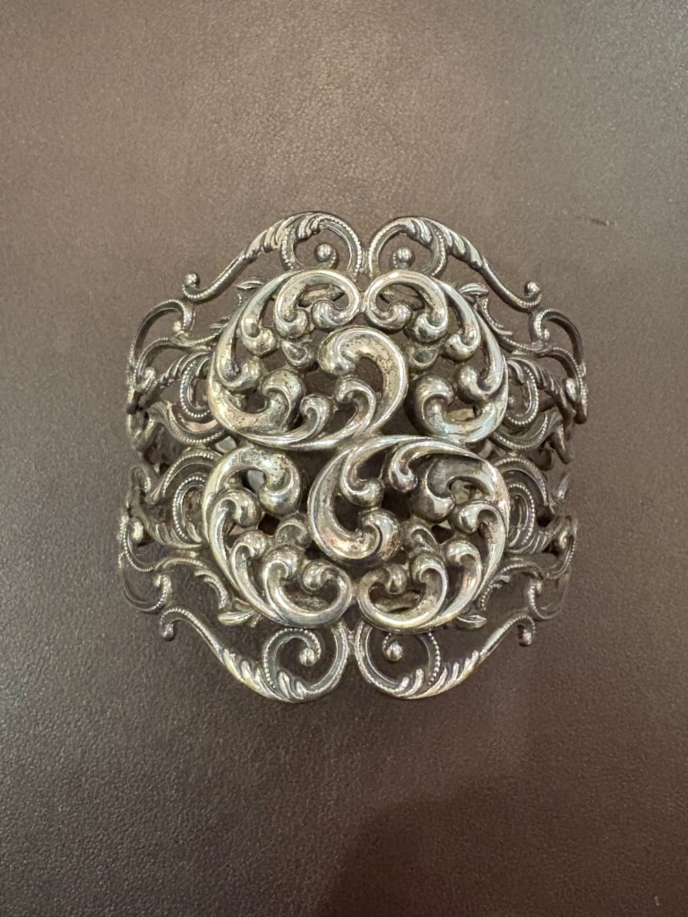 Danecraft Sterling Silver ornate scroll work cuff